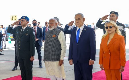 ତେଲ ଅଭିଭ୍ରେ ପହଞ୍ଚିବା ପରେ ପ୍ରଧାନମନ୍ତ୍ରୀଙ୍କୁ ସ୍ବାଗତ କ ପ୍ରଧାନମନ୍ତ୍ରୀ କଲେ ଇସ୍ରାଏଲ୍