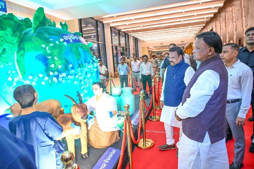 ବିଶ୍ୱ ପ୍ରାଣିଚିକିତ୍ସା ଦିବସ ୨୦୨୬ ଅବସରରେ ମୁଖ୍ୟମନ୍ତ୍ରୀ ଶ୍ରୀ ମୋହନ ଚରଣ ମାଝୀ  ଲୋକସେବା ଭବନ ପରିସରରେ ଥିବା ପ୍ରାଣୀ ଉଦ୍ଧାର ଯାନ ପରିଦର୍ଶନ କରୁଛନ୍ତି |